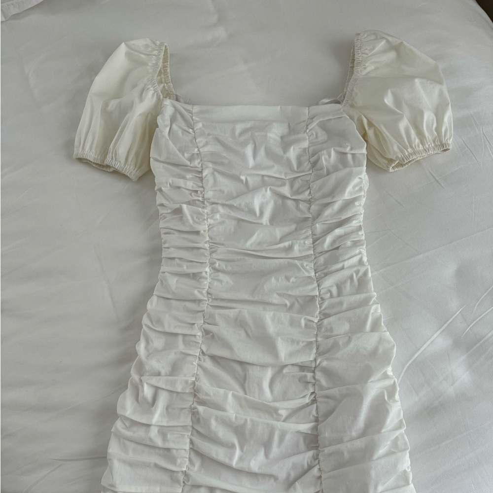 Superdown white ruffled dress